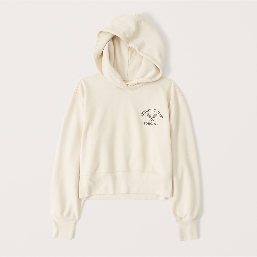 Abercrombie & Fitch Cream Embroidered Hoodie